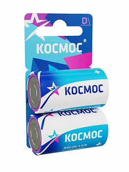 KOCR202BL Элемент питания солевой R20 (блист.2шт) Космос 
