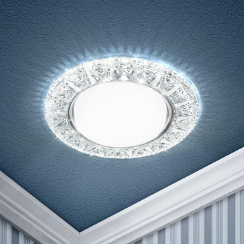 Б0029625 Светильник DK LD22 SL/WH GX53 точечный; декор со светодиодной подсветкой прозр. ЭРА 