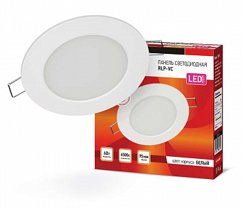 4690612024516 Светильник светодиодный RLP-VC 6Вт 230В 6500К 420лм 95мм IP40 панель круглая бел. IN HOME 