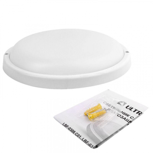 Светильник светодиодный ЖКХ 8Вт 4000К IP65 220В влагозащ. круг LBF-0308 C01 Ultraflash 15337
