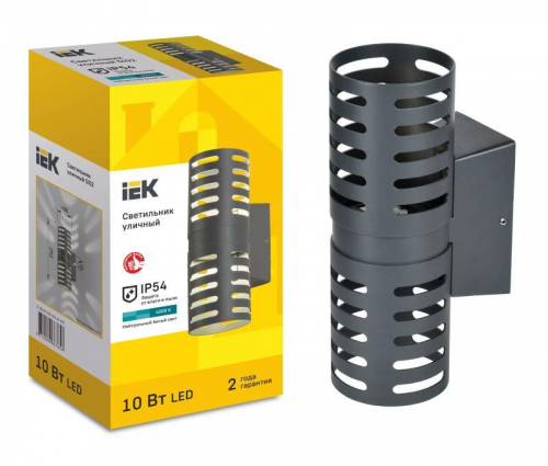 Светильник светодиодный уличный 5102 настенный 10Вт 4000К IP54 сер. IEK LT-DBU0-5102-010-40-K03