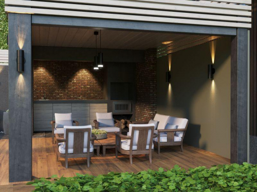 Светильник уличный 5113 2хGU10 IP65 настенный сер. IEK LT-UPU0-5113-GU10-2-K03