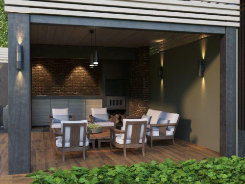 Светильник уличный 5113 2хGU10 IP65 настенный сер. IEK LT-UPU0-5113-GU10-2-K03